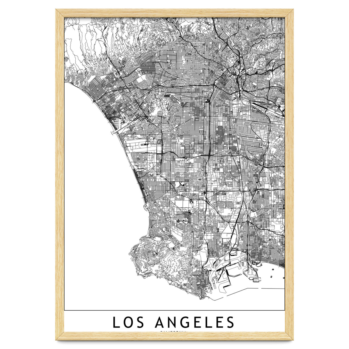 Los Angeles White Map