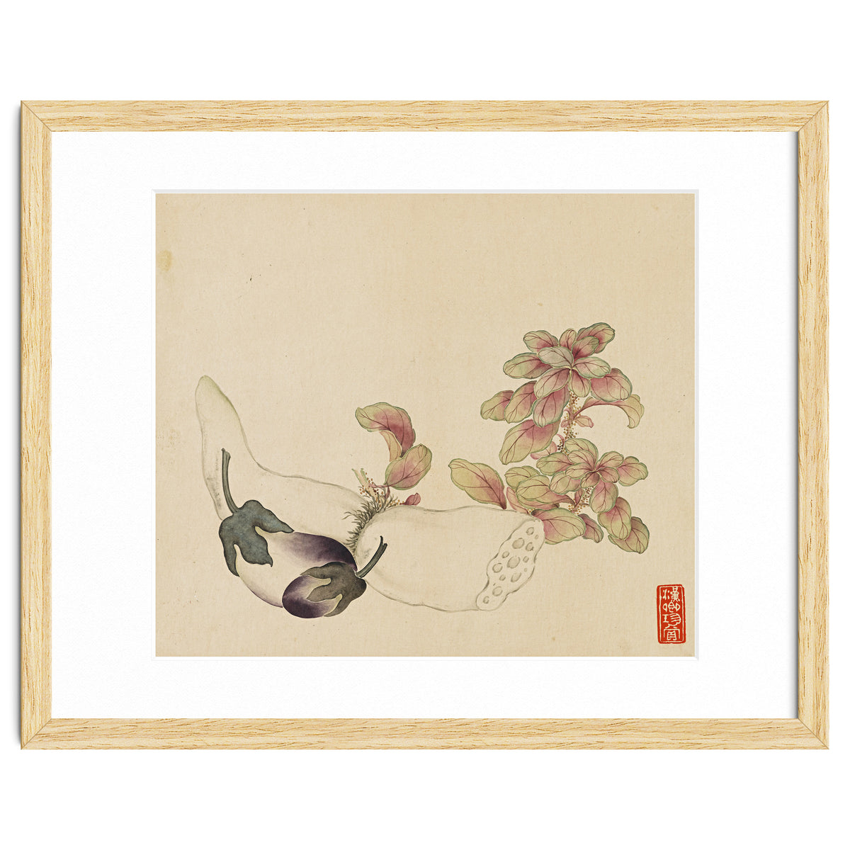 Wang Chengyu ~flowers, Vegetables, Fruits, Eggplant, Lotus Root