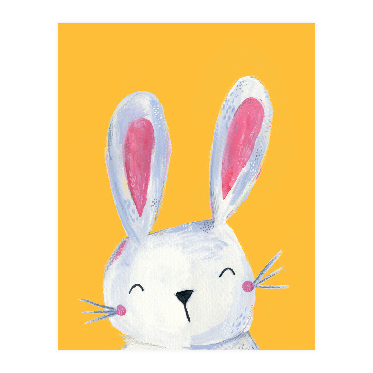 Woodland Bunny On Mustard (Print Only)
