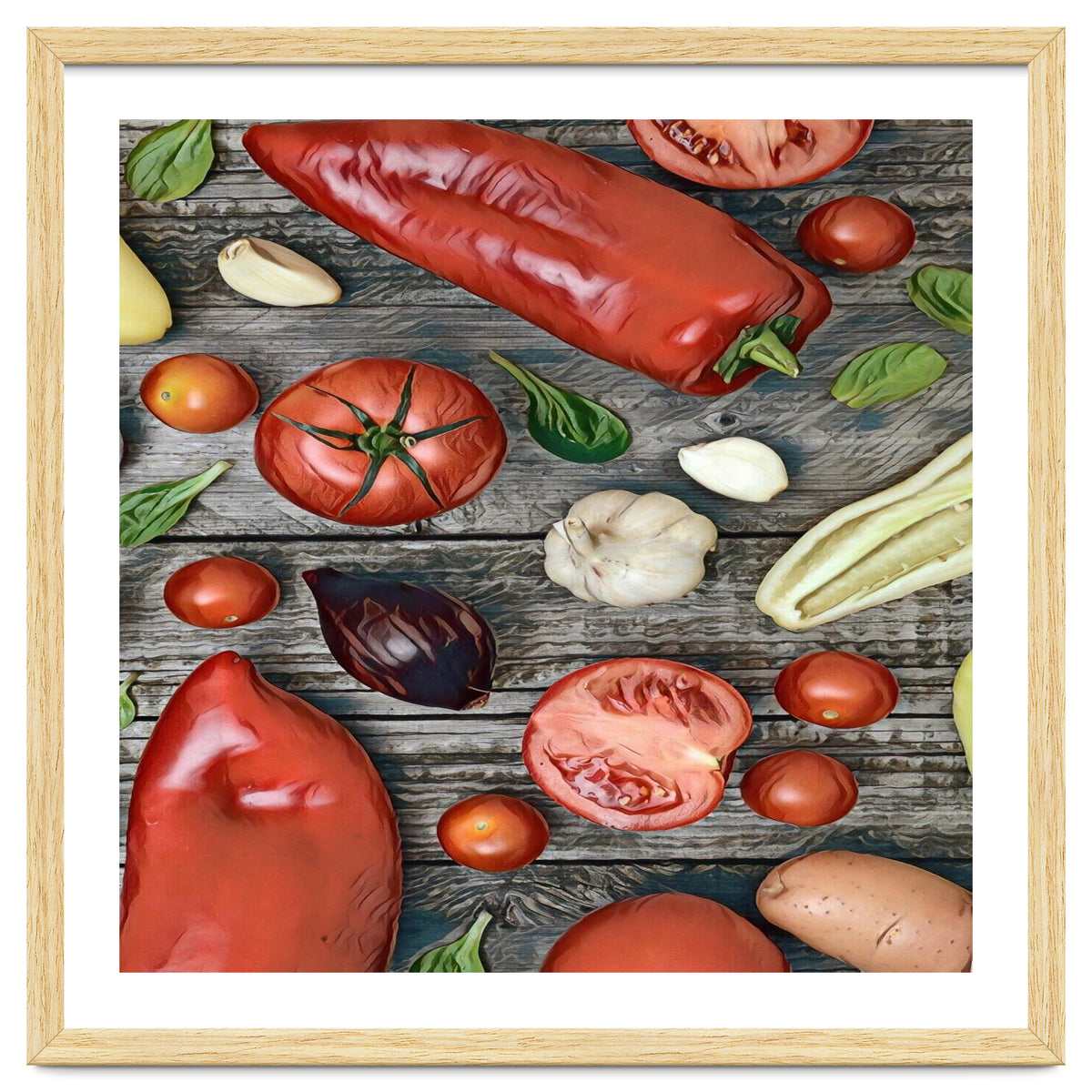 Tomatoes and bell peppers, healthy table