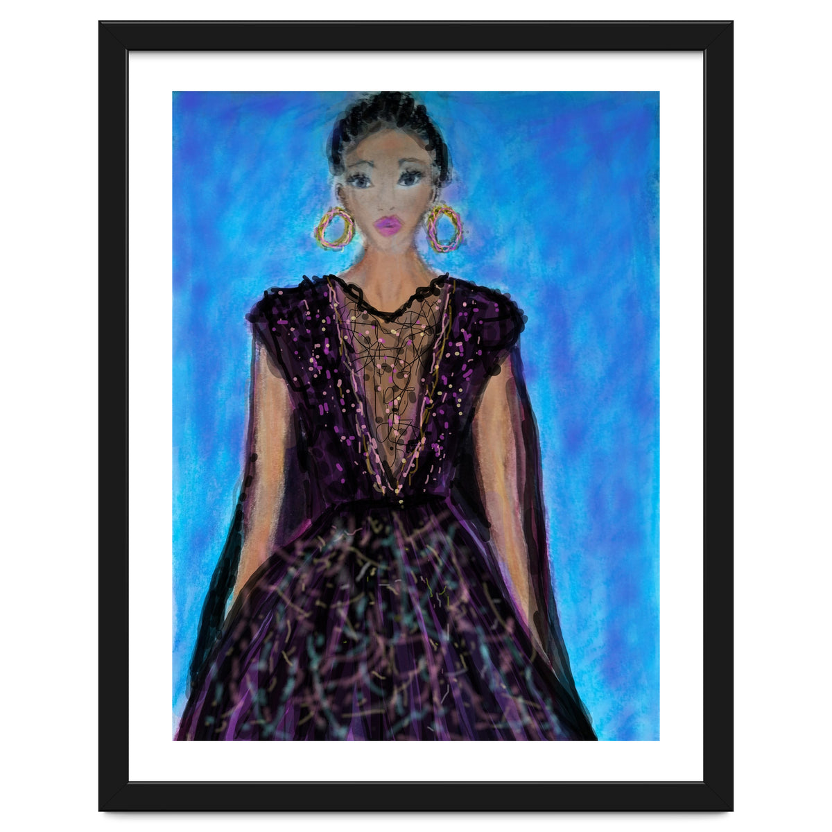 A LADY  WEARING A MAGICAL GOWN