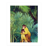 Monkey Love, Tropical Jungle Botanical Nature, Plants Forest Bohemian Animals, Wildlife Eclectic Vintage (Print Only) thumbnail
