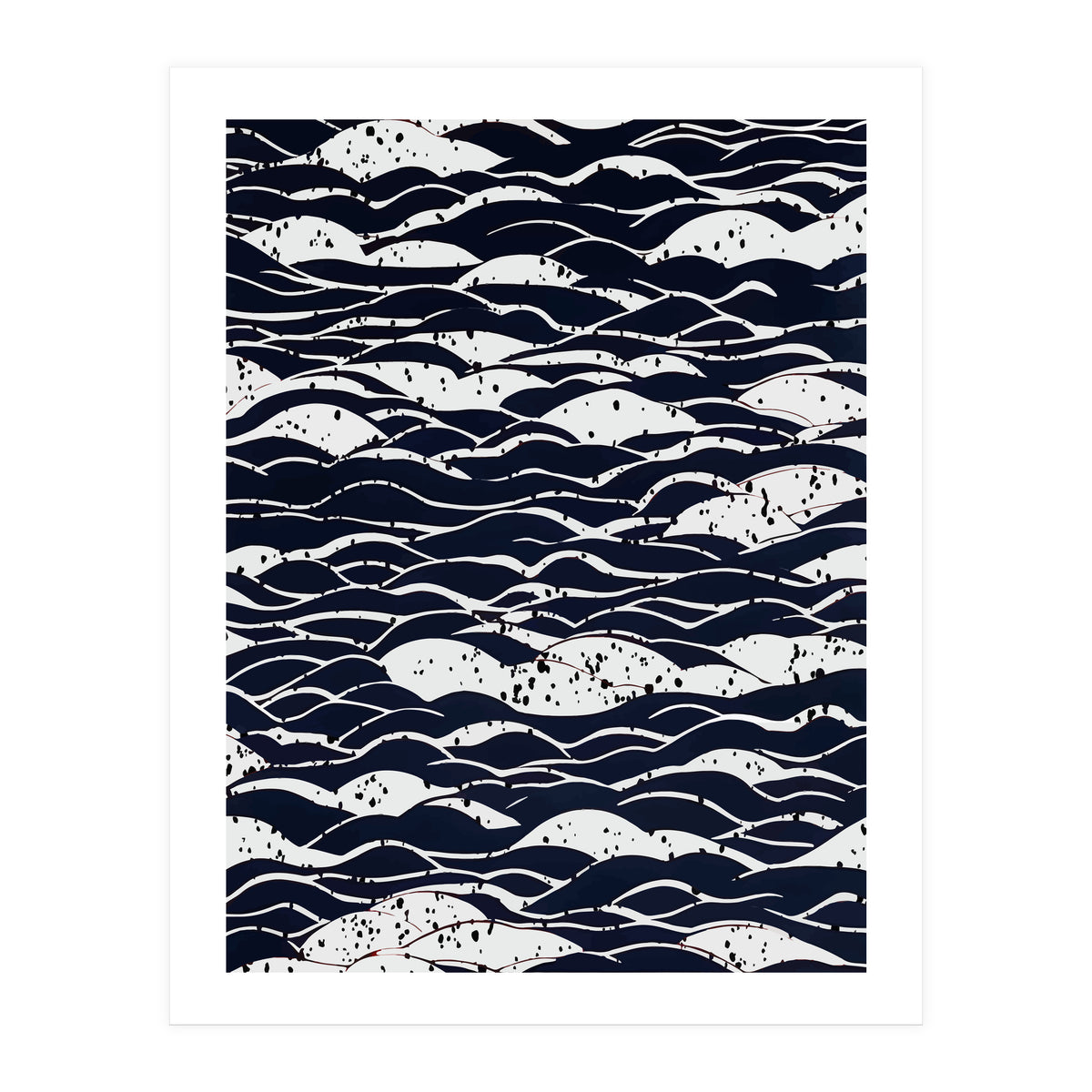 Rain, Abstract Storm Black & White, Monochromatic Line Art Sketch, Simple Eclectic Painting (Print Only)