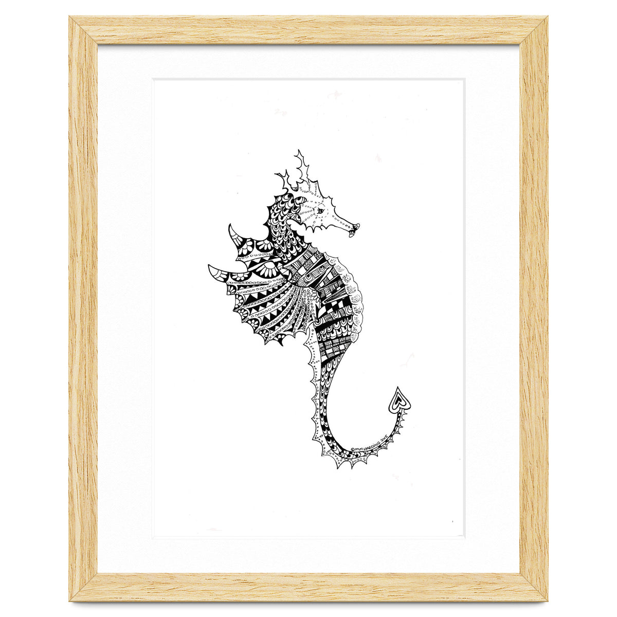 Seahorse Dragon Zen Doodle
