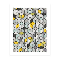 Colorful Concrete Cubes - Yellow, Blue, Grey (Print Only)