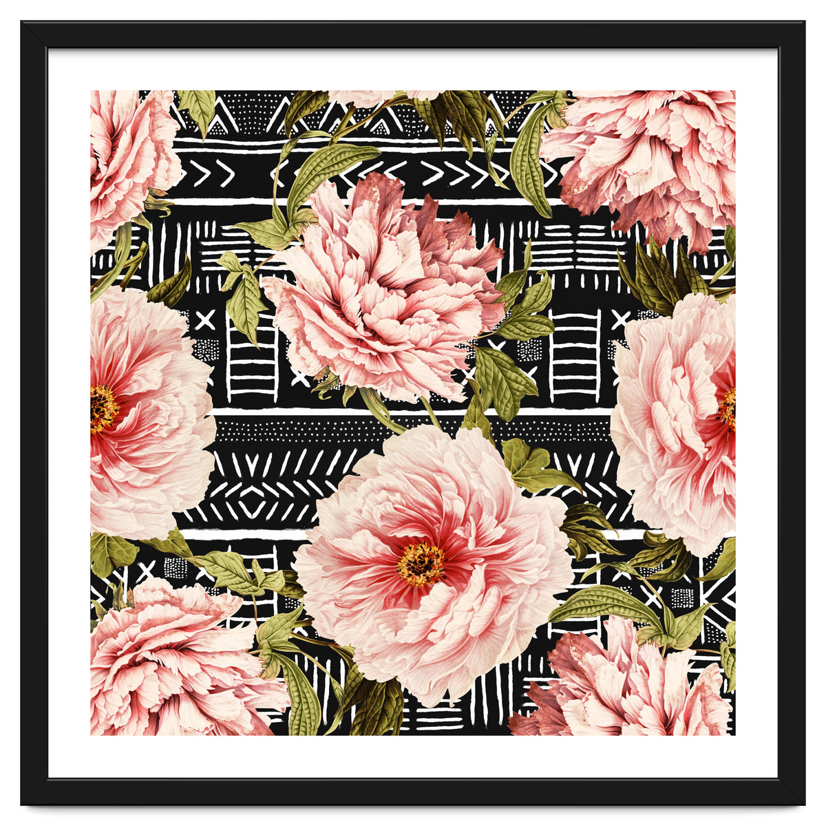 Flowering pink on drawn lines