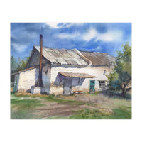 Country house. Watercolor painting art. (Print Only)