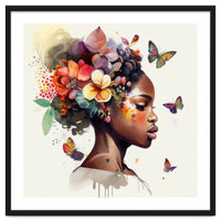Watercolor Butterfly African Woman #6
