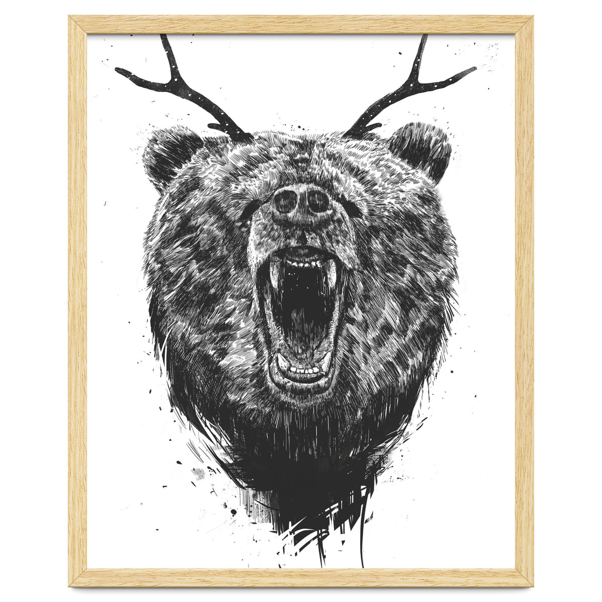 Angry Bear With Antlers