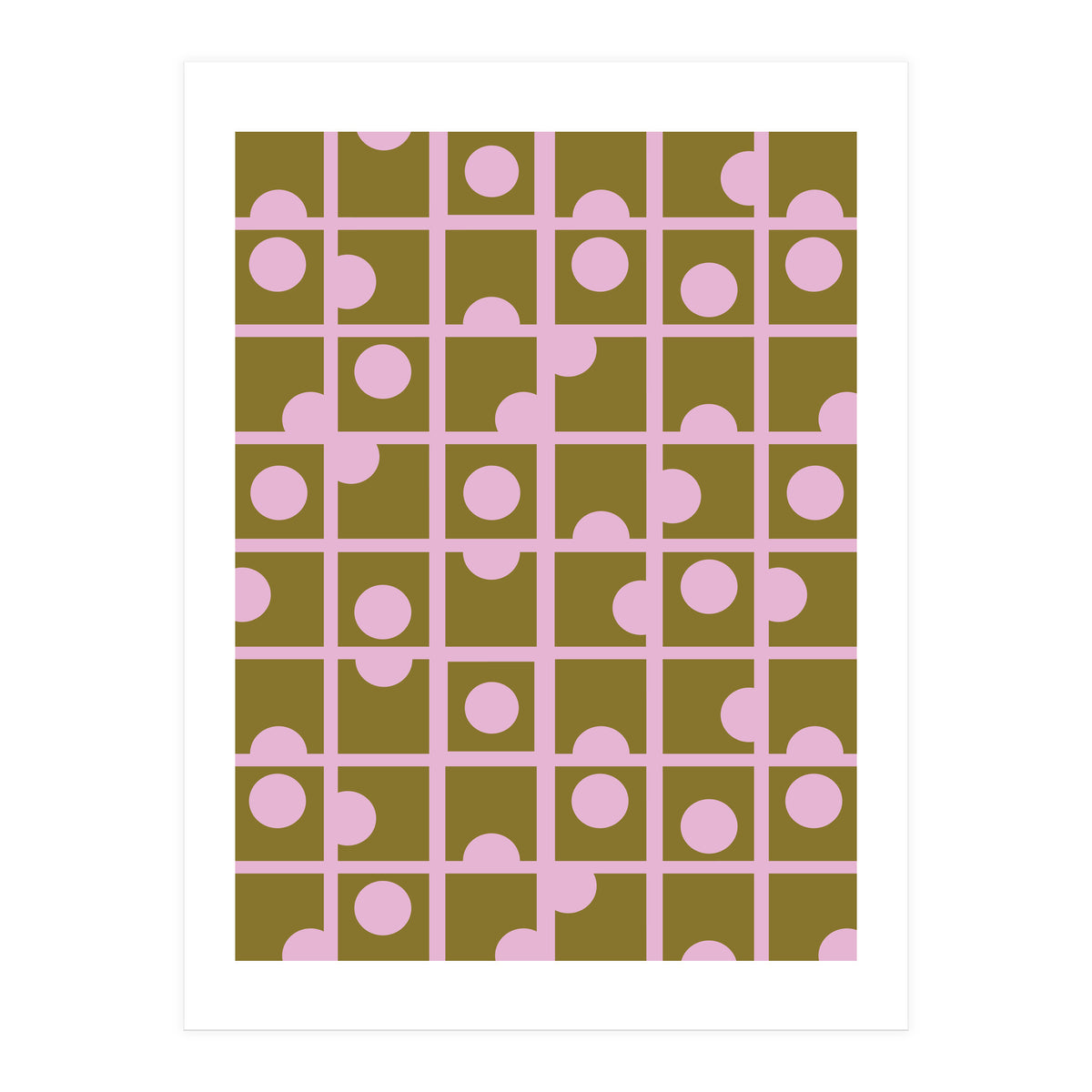 Pink Retro Circles Pattern (Print Only)