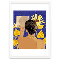 You're never alone when lost in the magic of a book, Bohemian Reader Botanical, Nude Plant Lady