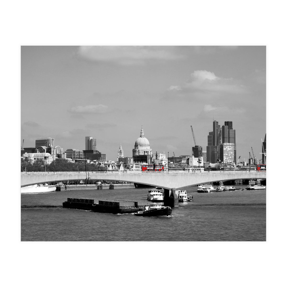 Red Buses London Thames (Print Only)