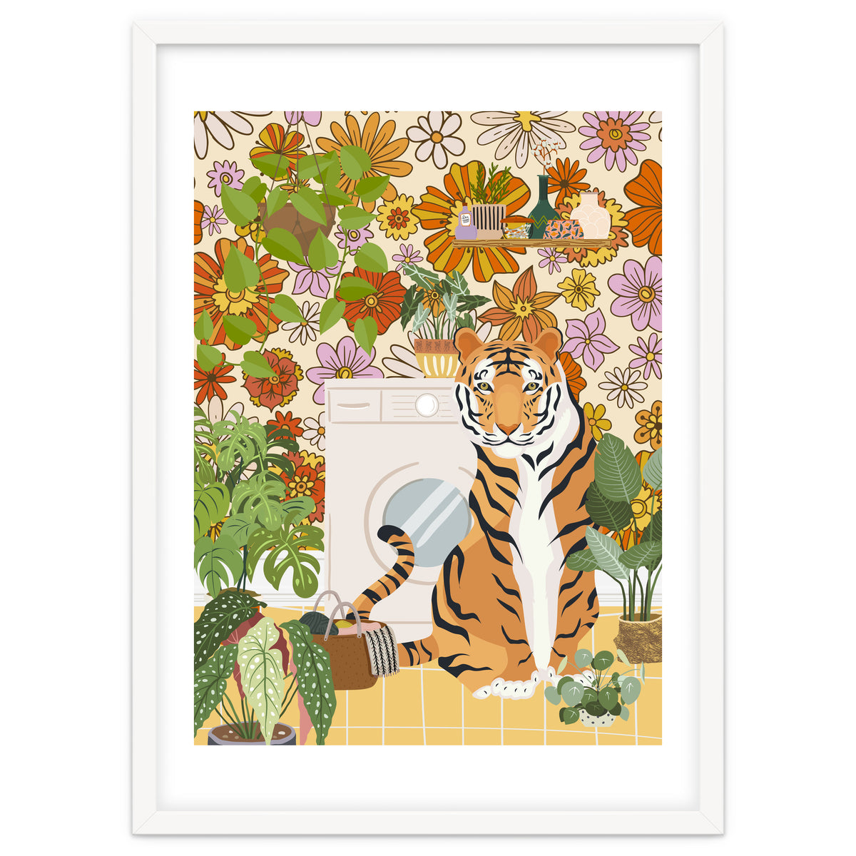 Tiger in Groovy Laundry Room