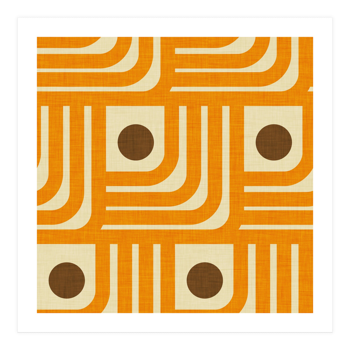 70s Curve Lines Orange Brown  (Print Only)