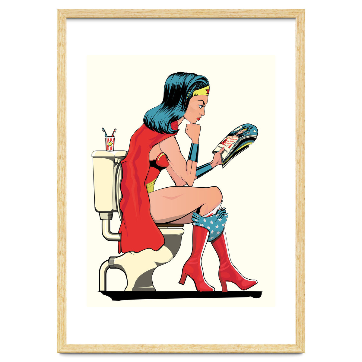 Wonder Woman on the Toilet, funny Bathroom Humour