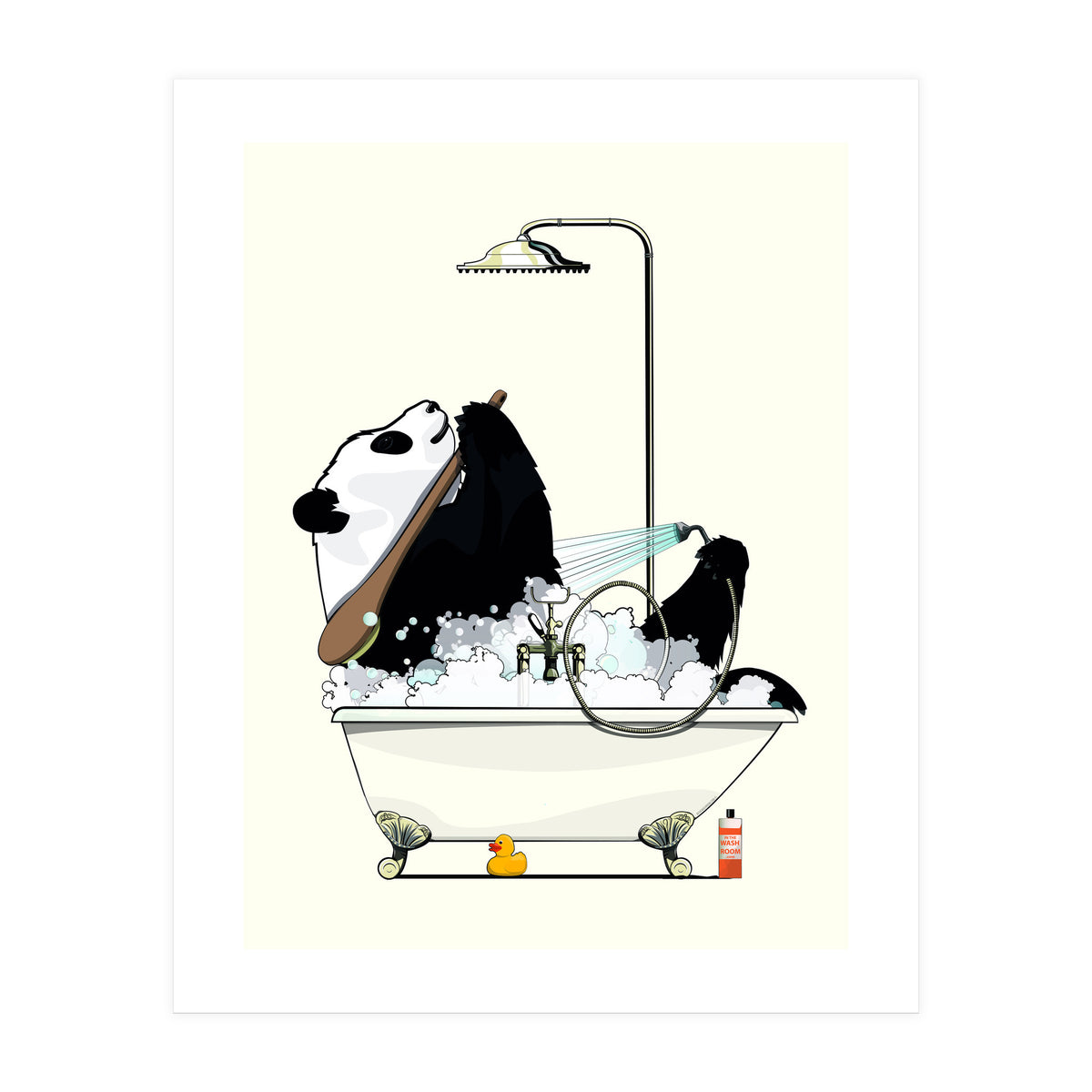 Giant Panda Bear in the Bath, funny bathroom humour (Print Only)
