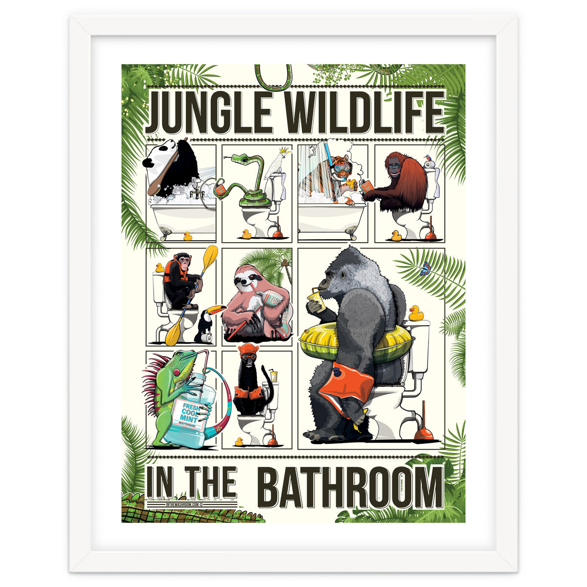 Jungle Wildlife in the Bathroom, funny toilet humour