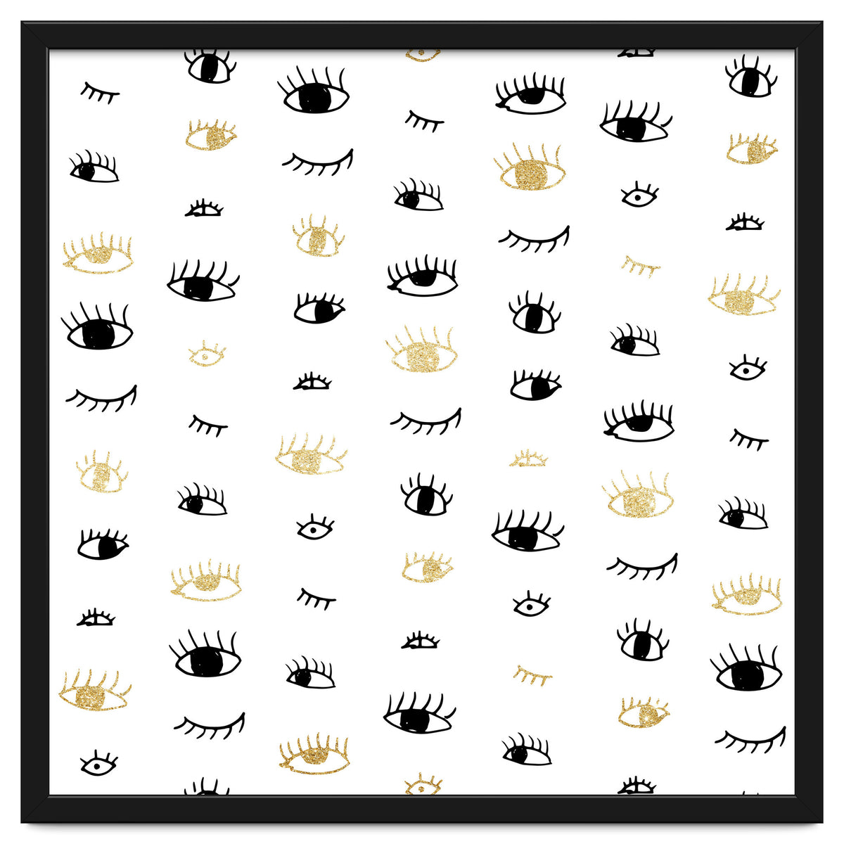 Gold and black eyes and lashes pattern
