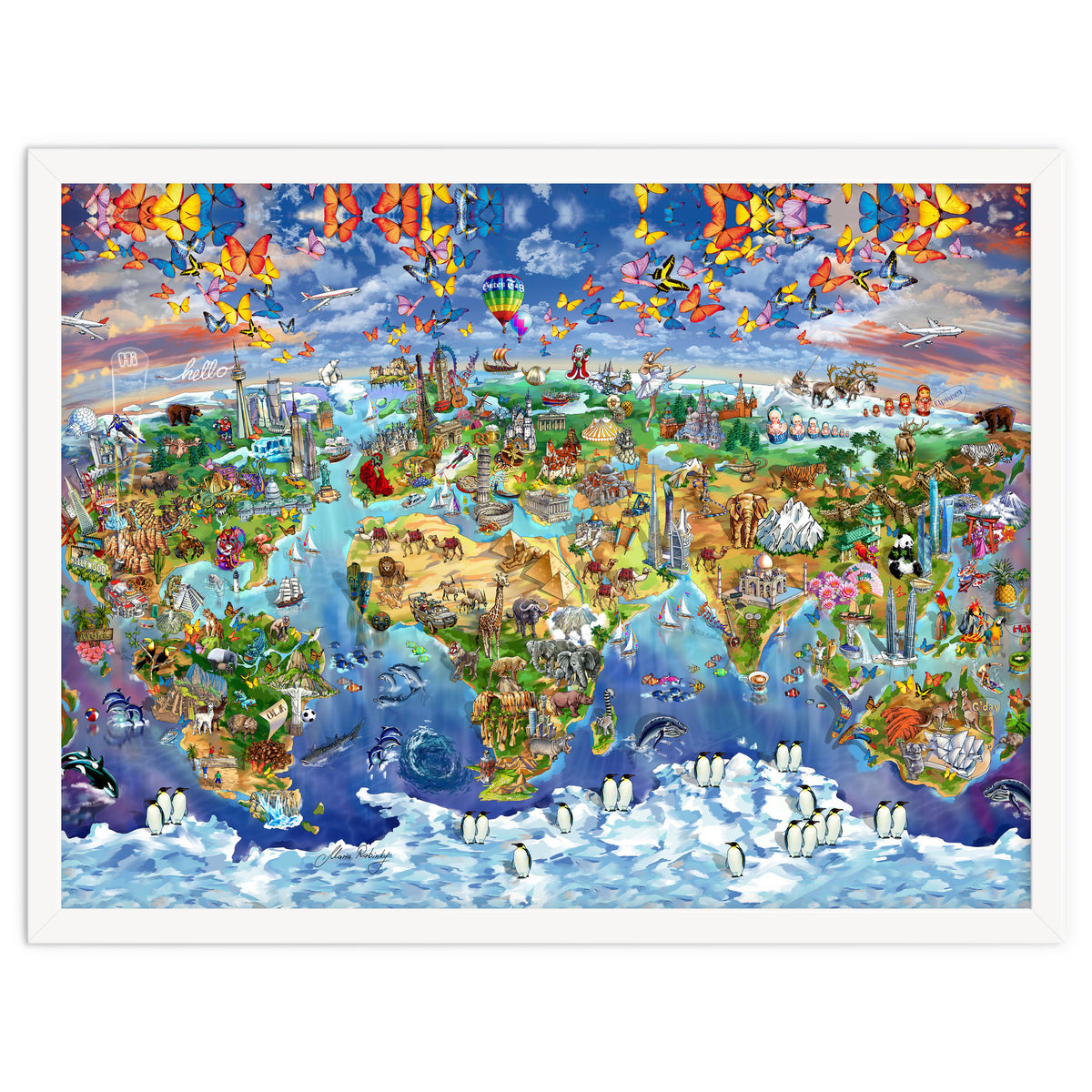 World Wonders Illustrated Map