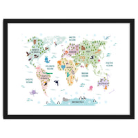 Pastel Animal World Map