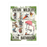 Safari wildlife animals in the bathroom, funny toilet humour.  (Print Only) thumbnail