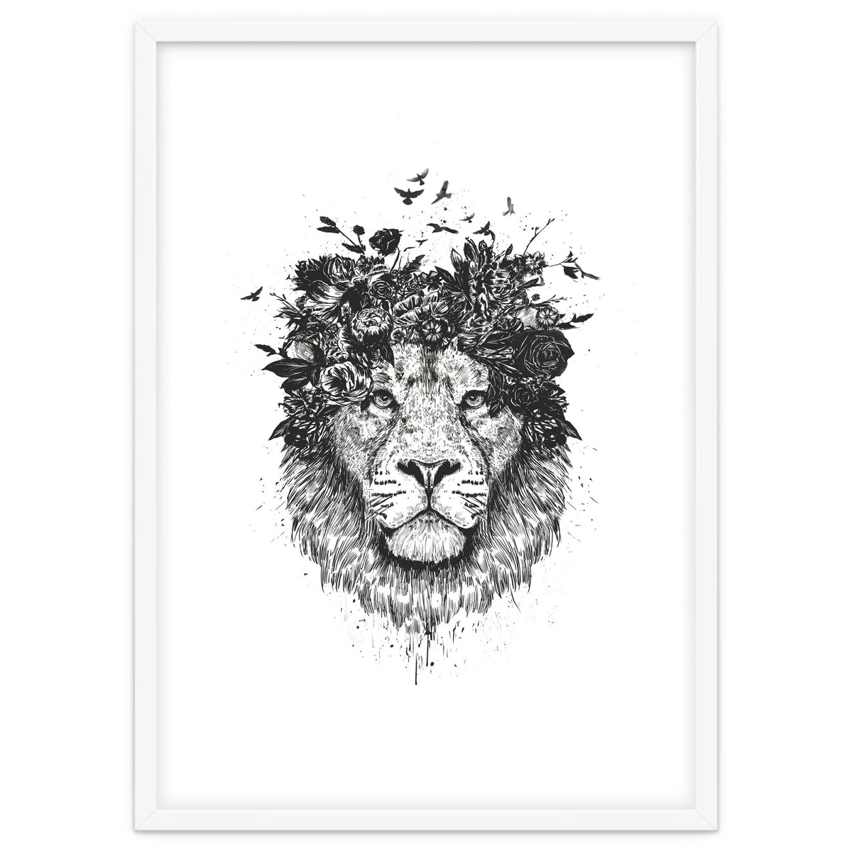 Floral Lion Bw