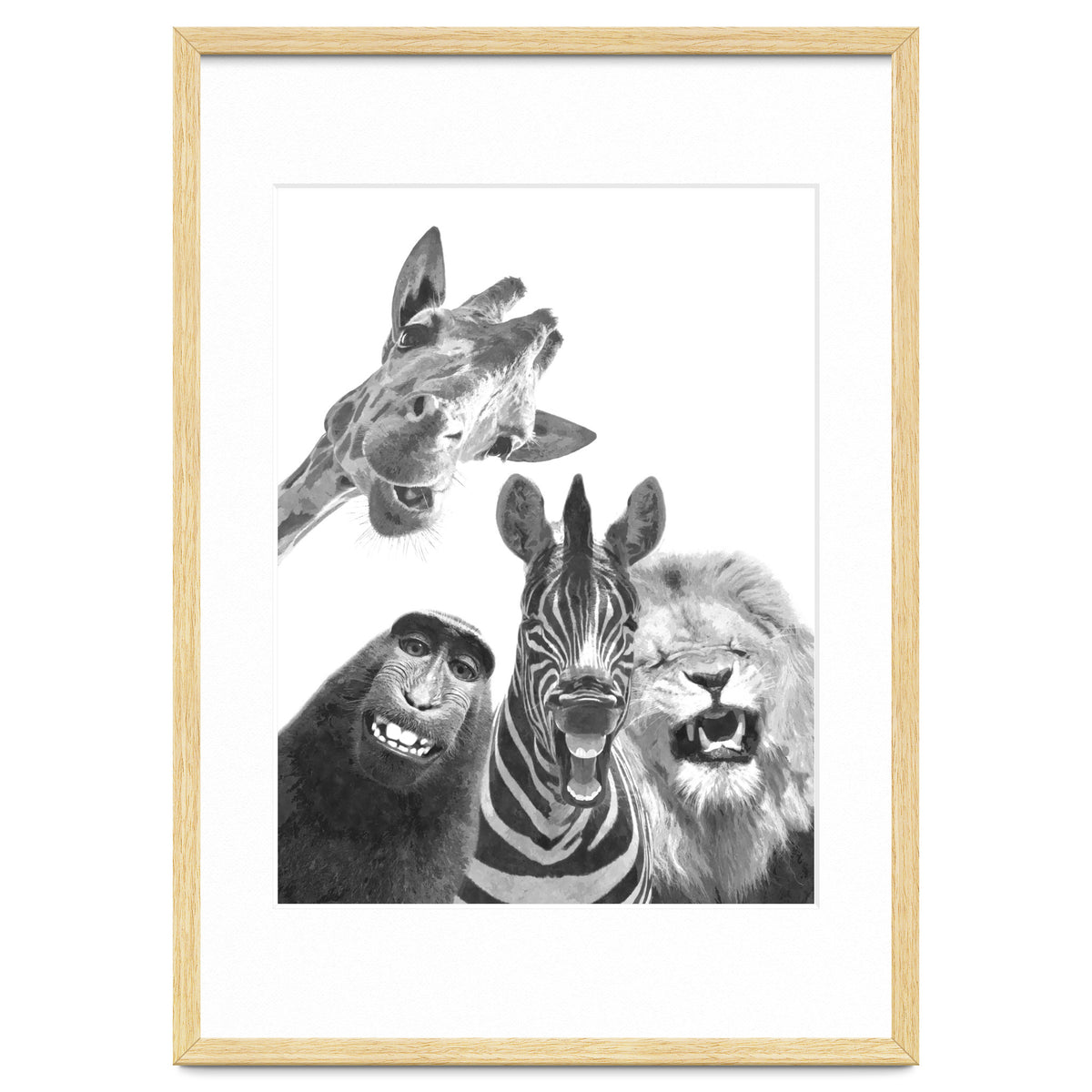 Black and White Jungle Animal Friends