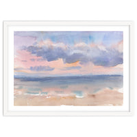 Beautiful morning At The Beach. Watercolor