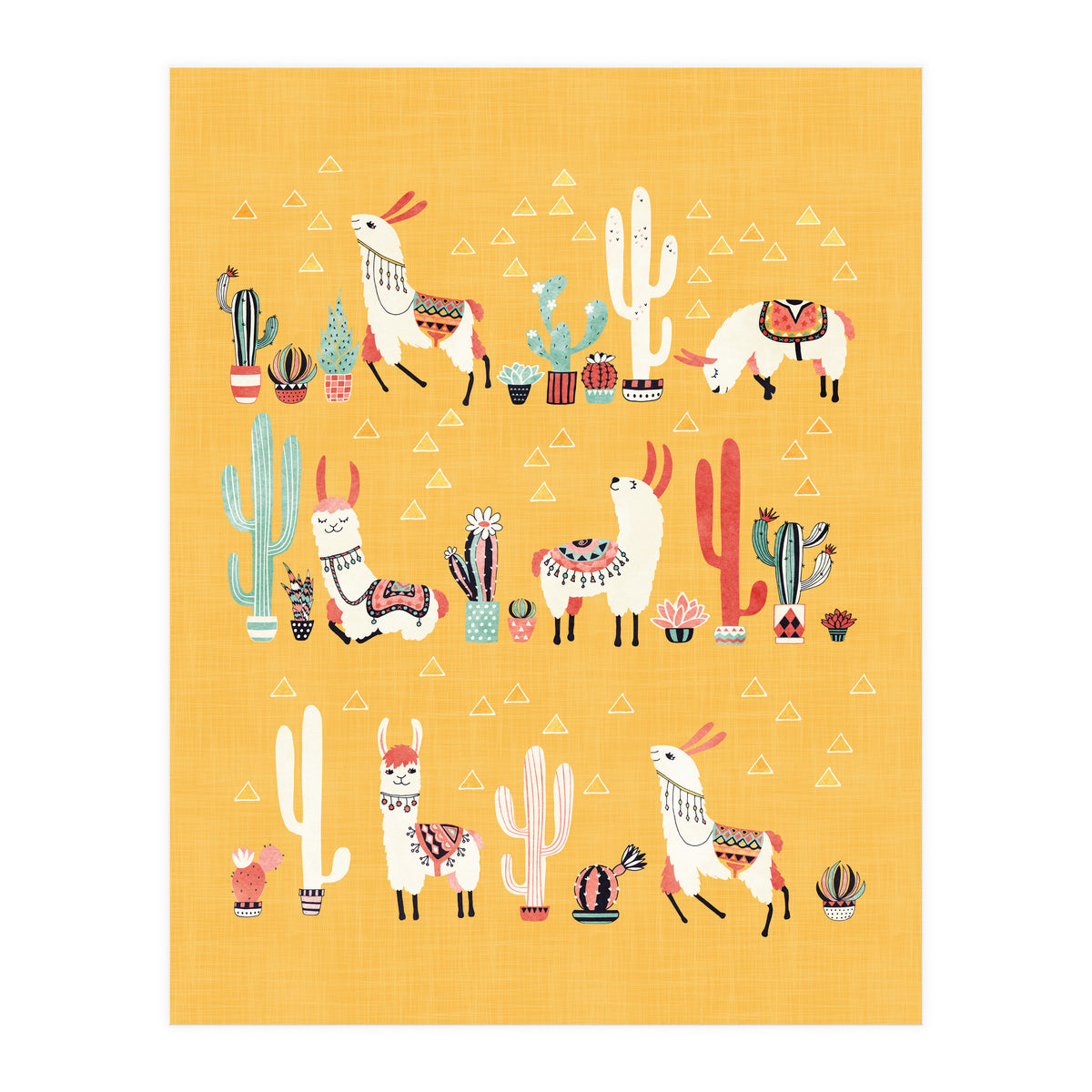 Happy Llama With Cactus In A Pot (Print Only)