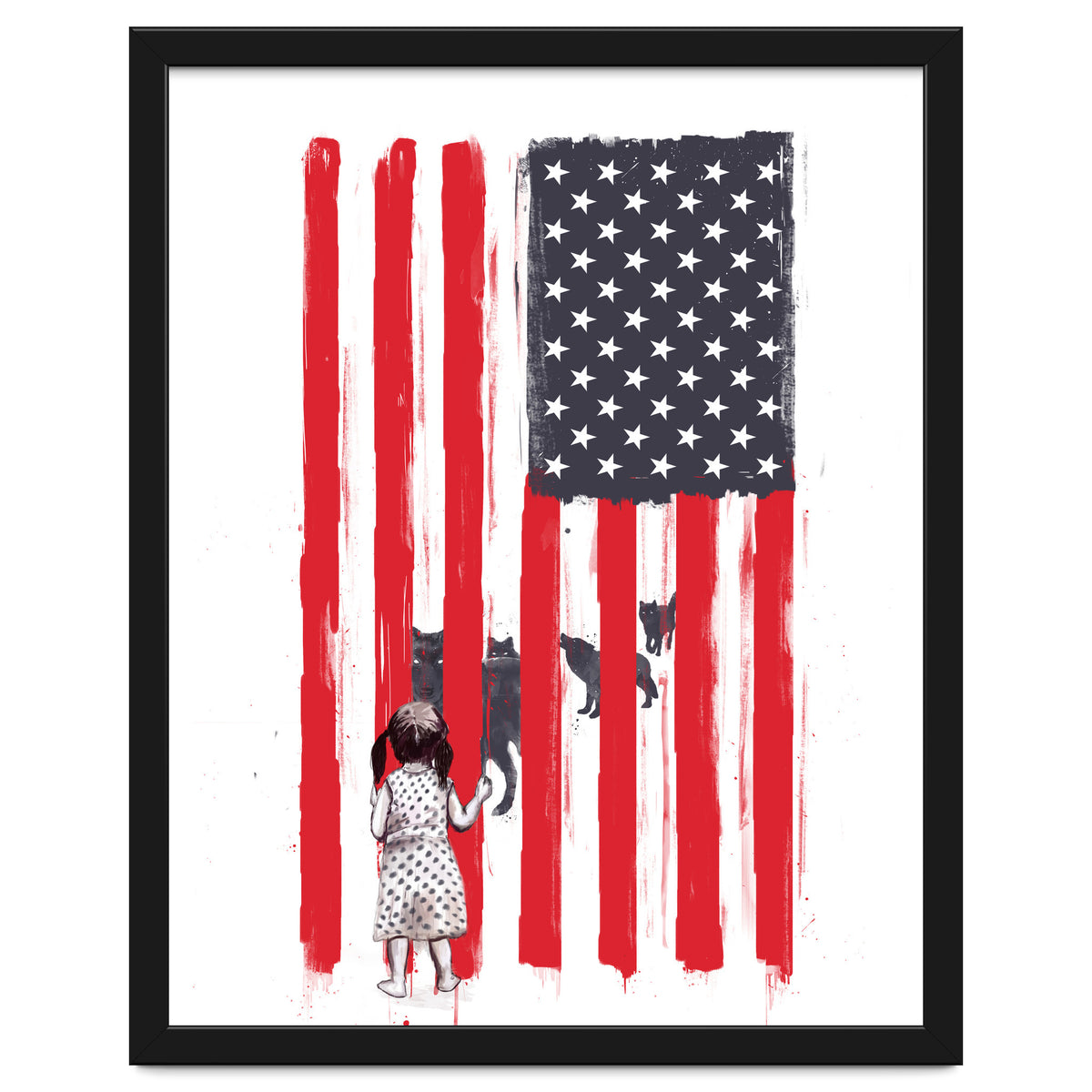 Little Girl And Wolves