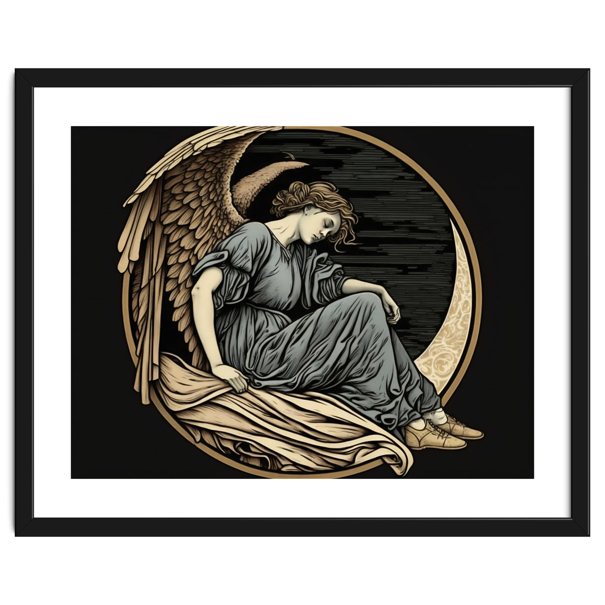 Angel On The Moon Art Nouveau
