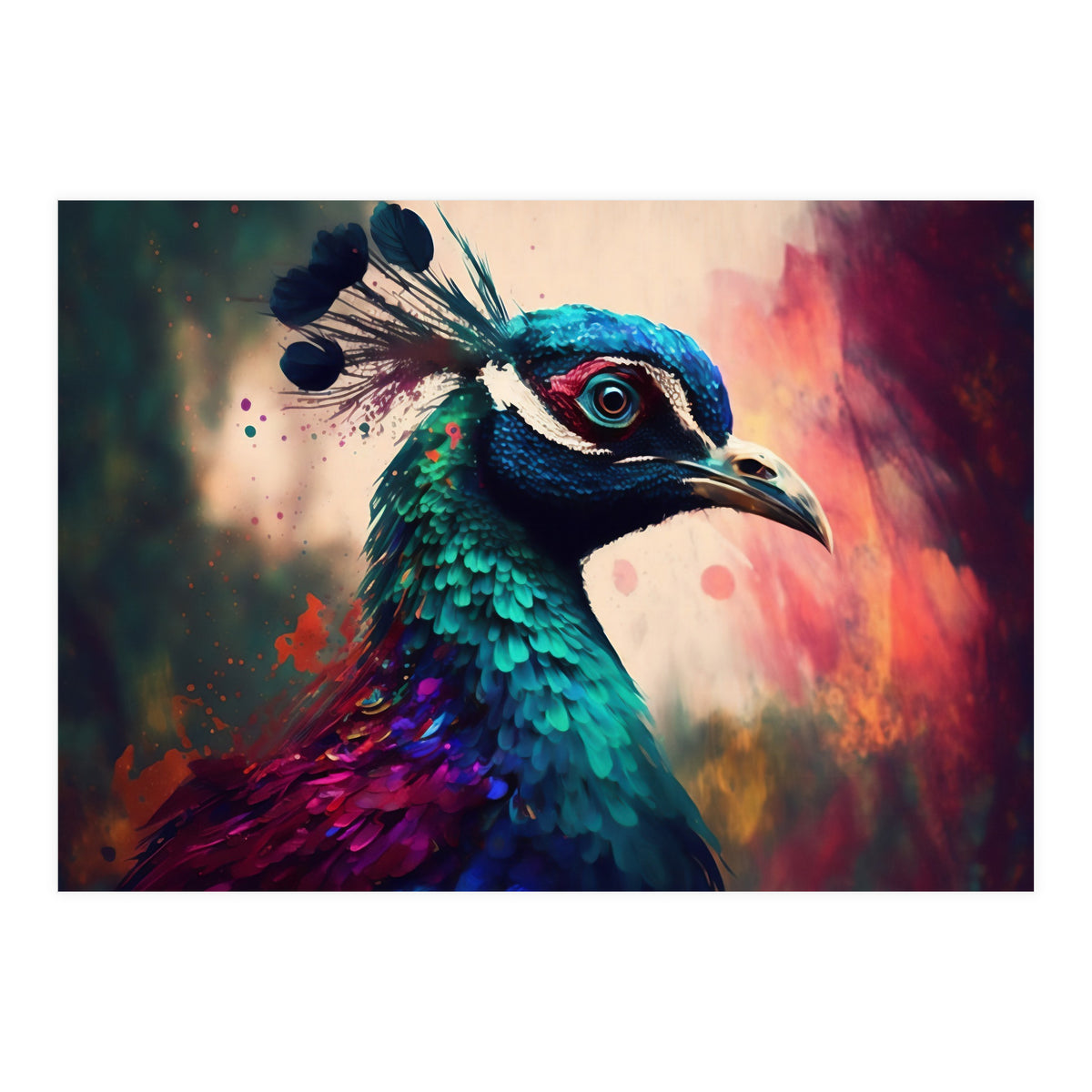 Peacock Bright Modern Painting (Print Only)