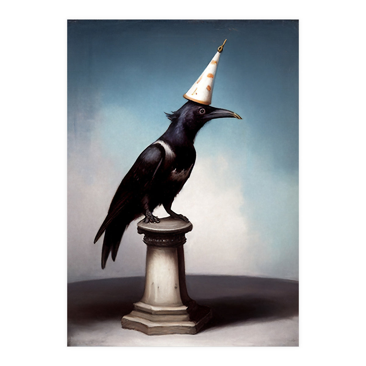 Crow In A Party Hat Gothic Painting (Print Only)