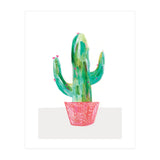 Painted Cactus In Coral Plant Pot (Print Only) thumbnail