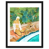 The Wild Side, Human & Nature Connection, Woman With Cheetah Cat, Tiger Painting thumbnail