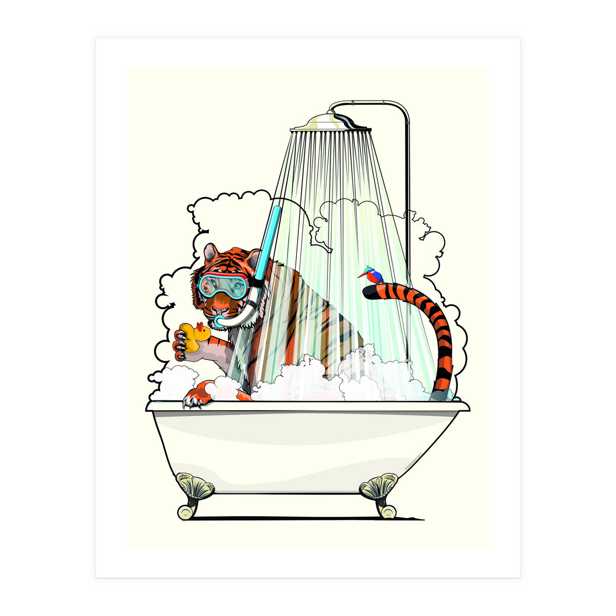 Tiger in the Bath, funny Bathroom Humour (Print Only)