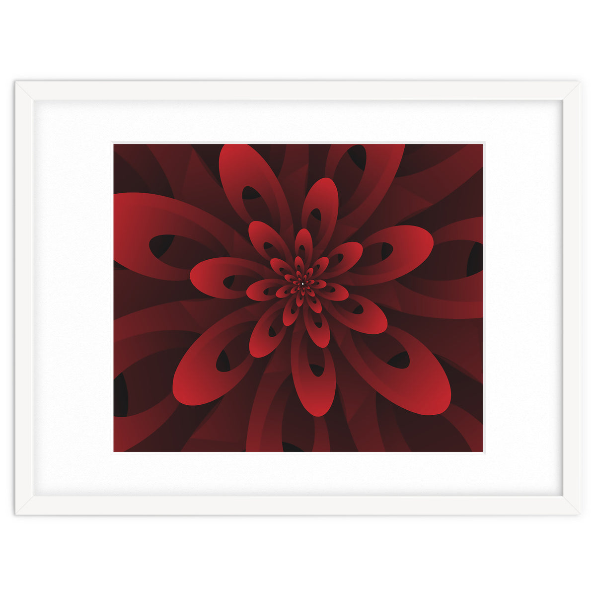 Abstract Digital Modern Red Floral 3D ART