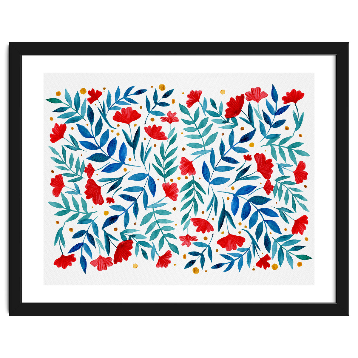 Magical garden - red and turquoise