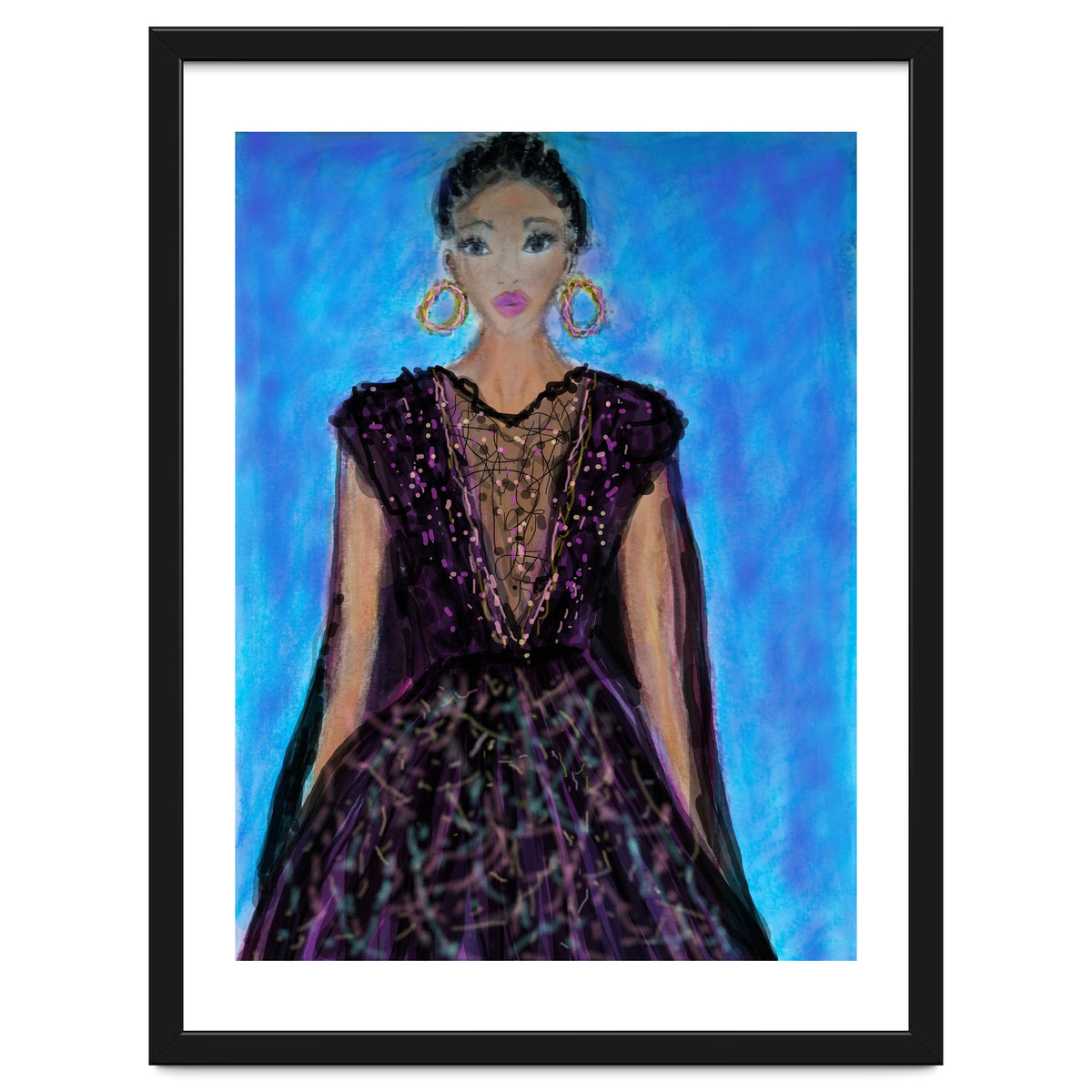 A LADY  WEARING A MAGICAL GOWN