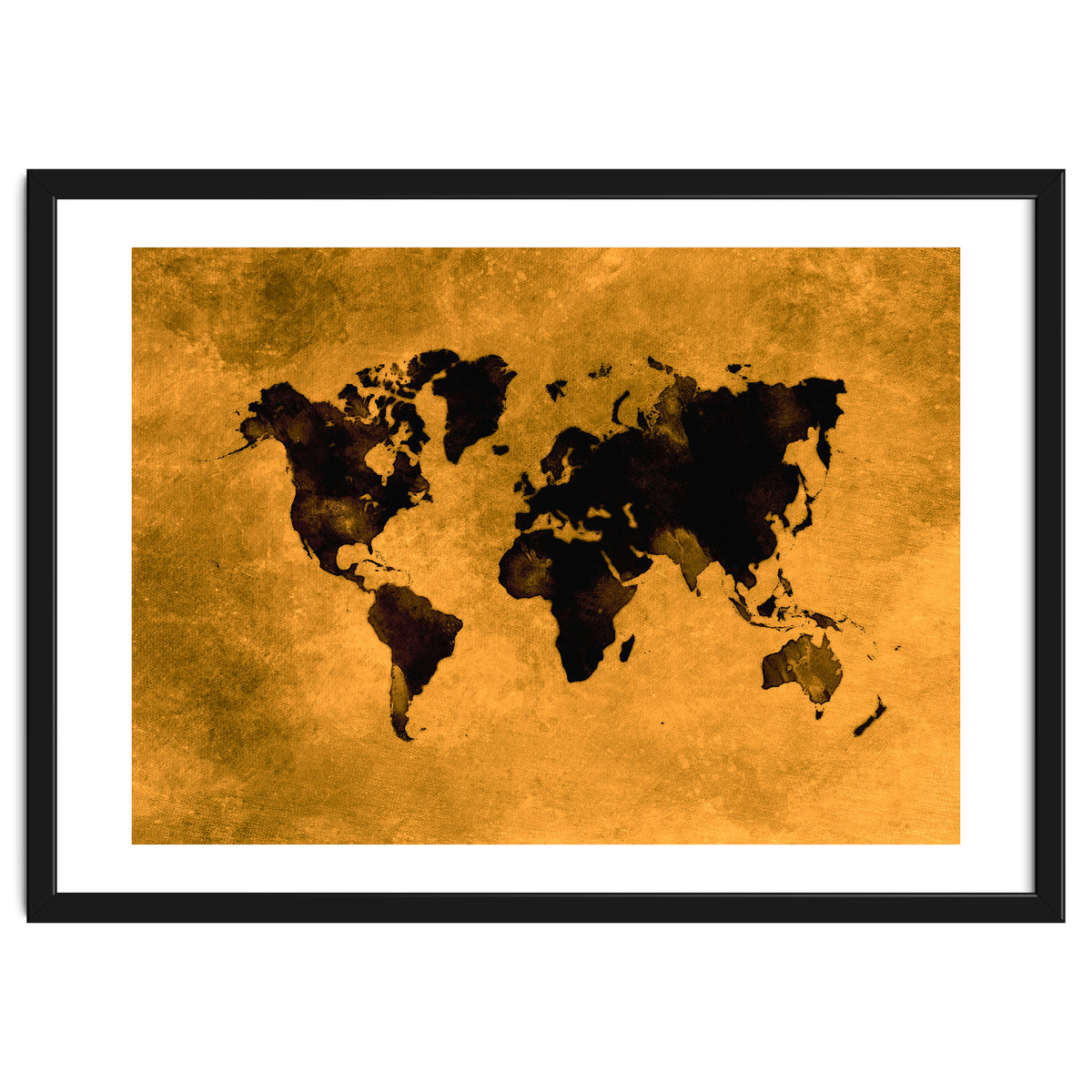 World Map black and yellow digital art