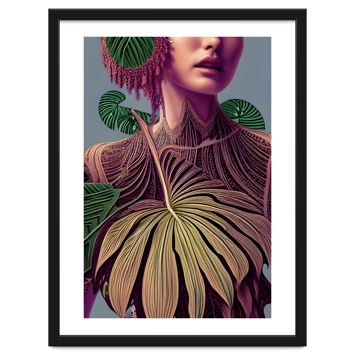 Woman in Monstera Deliciosa Leaves