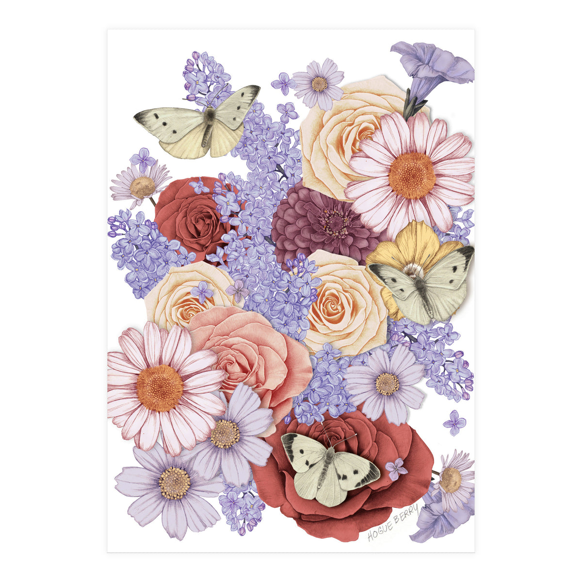 Flowers and Butterflies (Print Only)