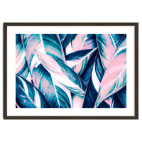 Botanical leaf pink and blue