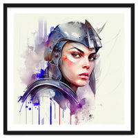Watercolor Medieval Soldier Woman #3