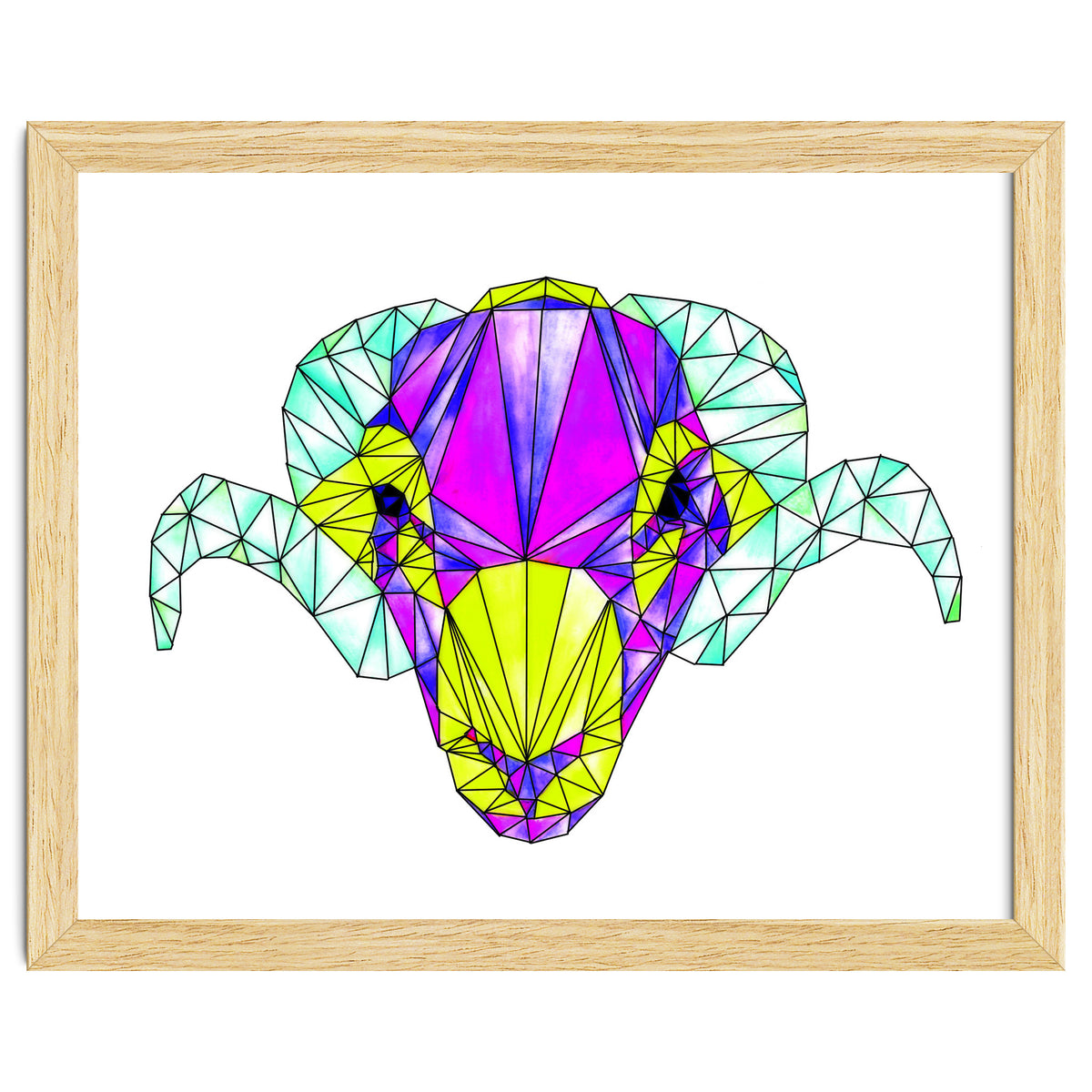 Colourful Geometric Swaledale Sheep Tup with Black Lines