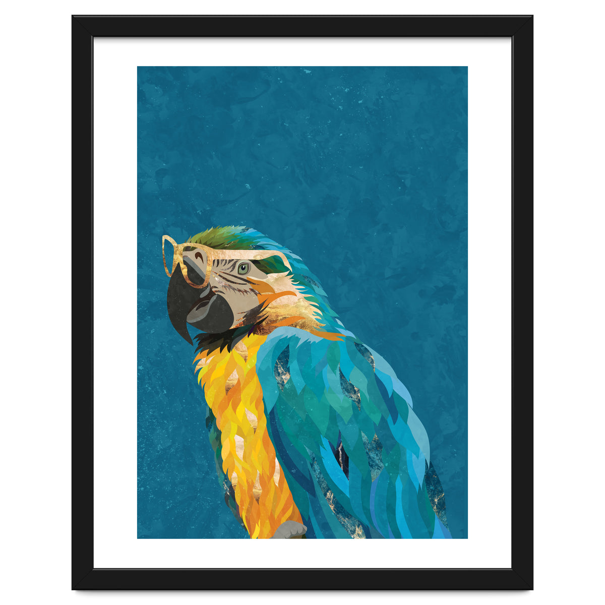 Macaw Portrait Blue Gold Glasses
