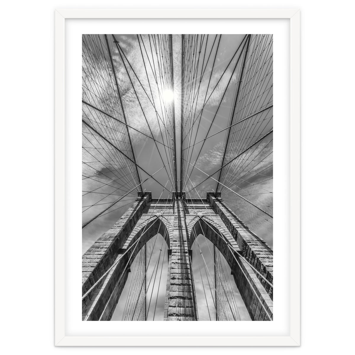 NEW YORK CITY Brooklyn Bridge in Detail | monochrome