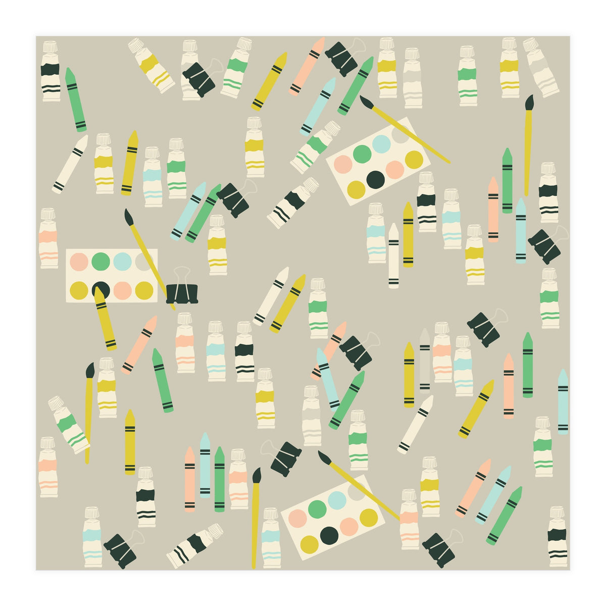 Artist pattern with crayons, watercolors and acrylic paint (Print Only)