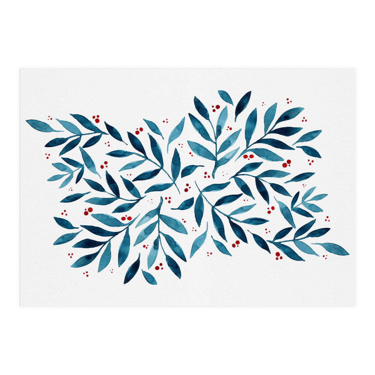 Teal Branches And Dots (Print Only)