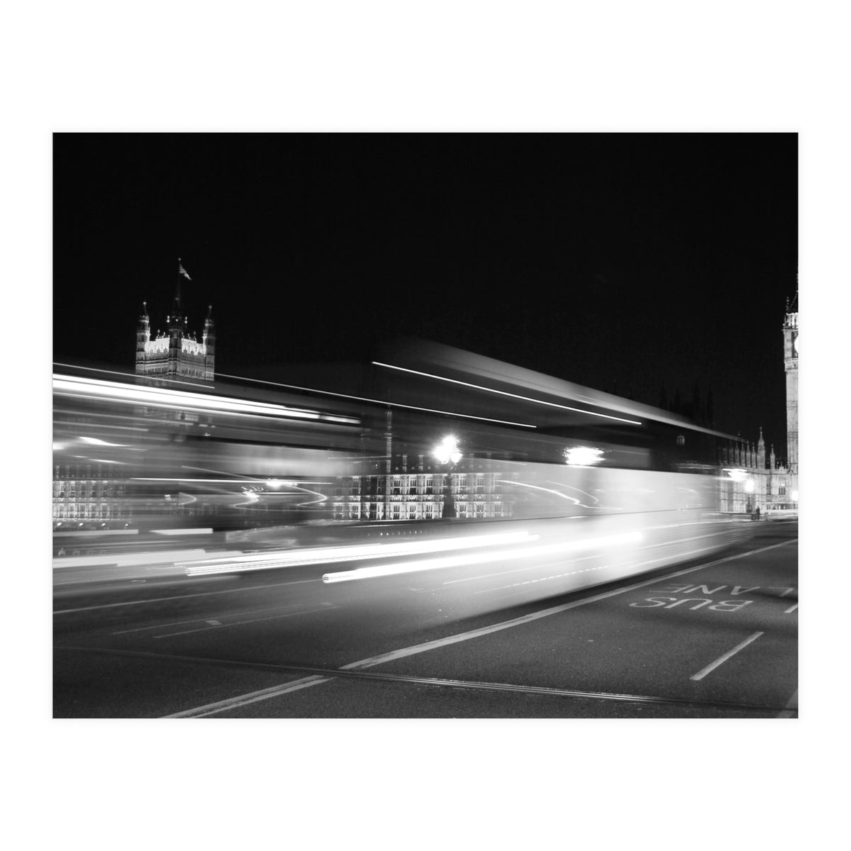 Big Ben At Night - black and white (Print Only)